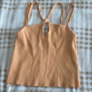 Zara Tan Ribbed Cut Out Camisole